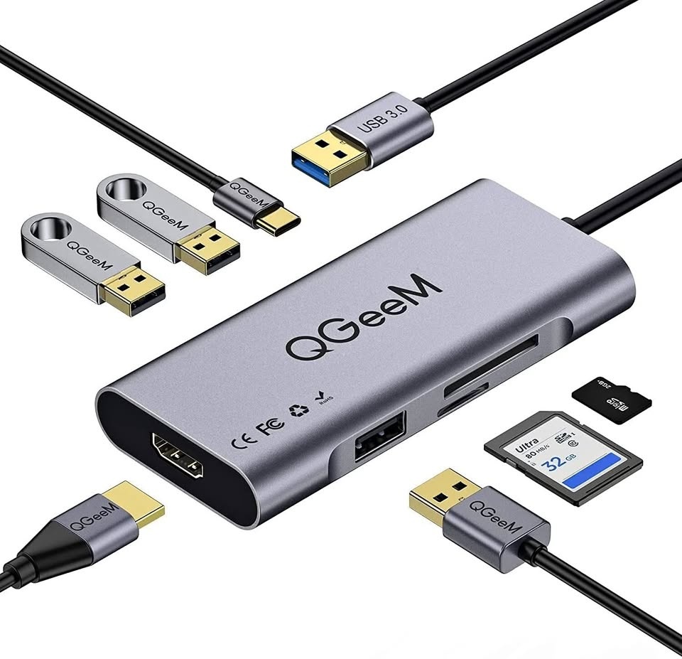 QGeeM 7-In-1 USB 3.0 HUB Docking Station Adapter