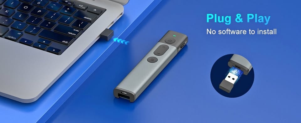Wireless Presentation Clicker Pointer Rechargeable
