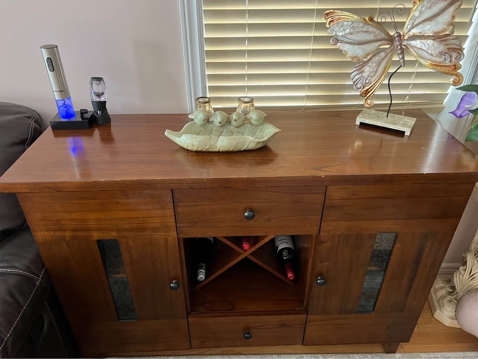 Wooden Cabinet With Wine Rack and Storage - photo 2