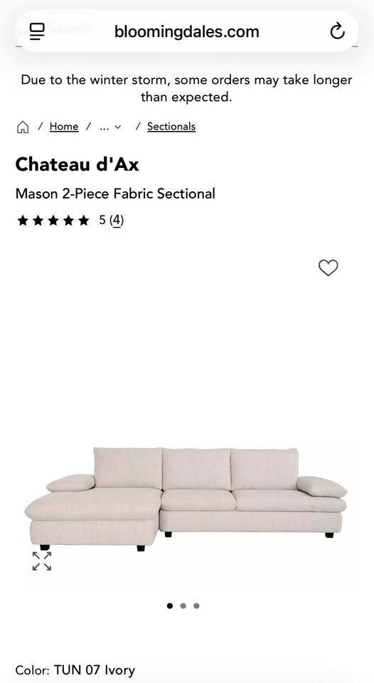 Chateau d'Ax Couch Mason 2-Piece Fabric Sectional
