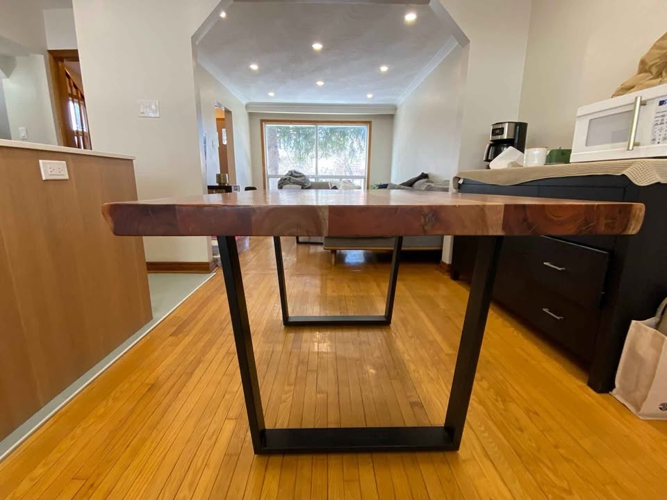 Solid wood - black metal legs (add benches) - photo 4