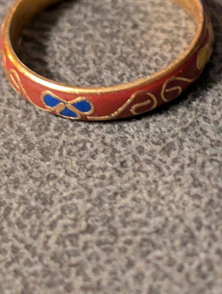 3 Cloissone and Brass Rings sz 4 - photo 3