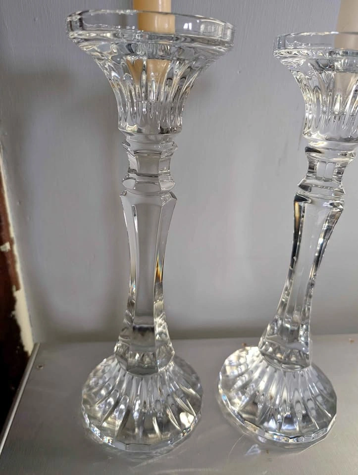 MIKASA ROCHESTER LEAD CRYSTAL 12" TALL CANDLESTICKS CANDLE HOLDE