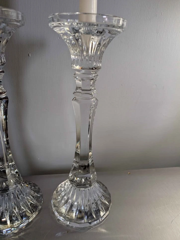 MIKASA ROCHESTER LEAD CRYSTAL 12" TALL CANDLESTICKS CANDLE HOLDE - photo 2