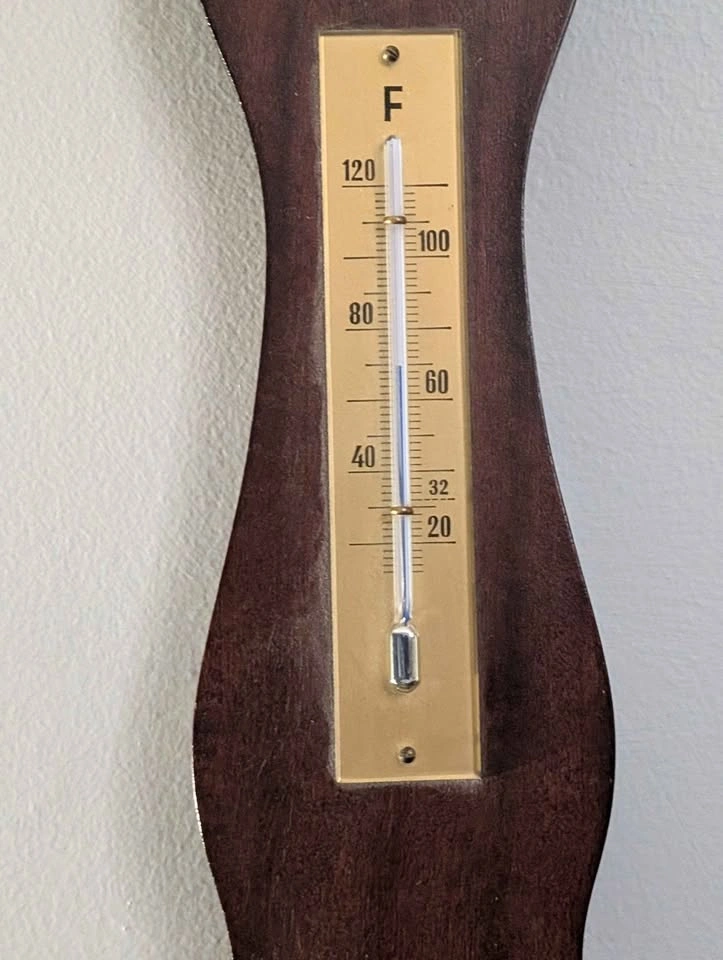 German Wood and Brass Barometer, Hygrometer Thermometer - photo 2