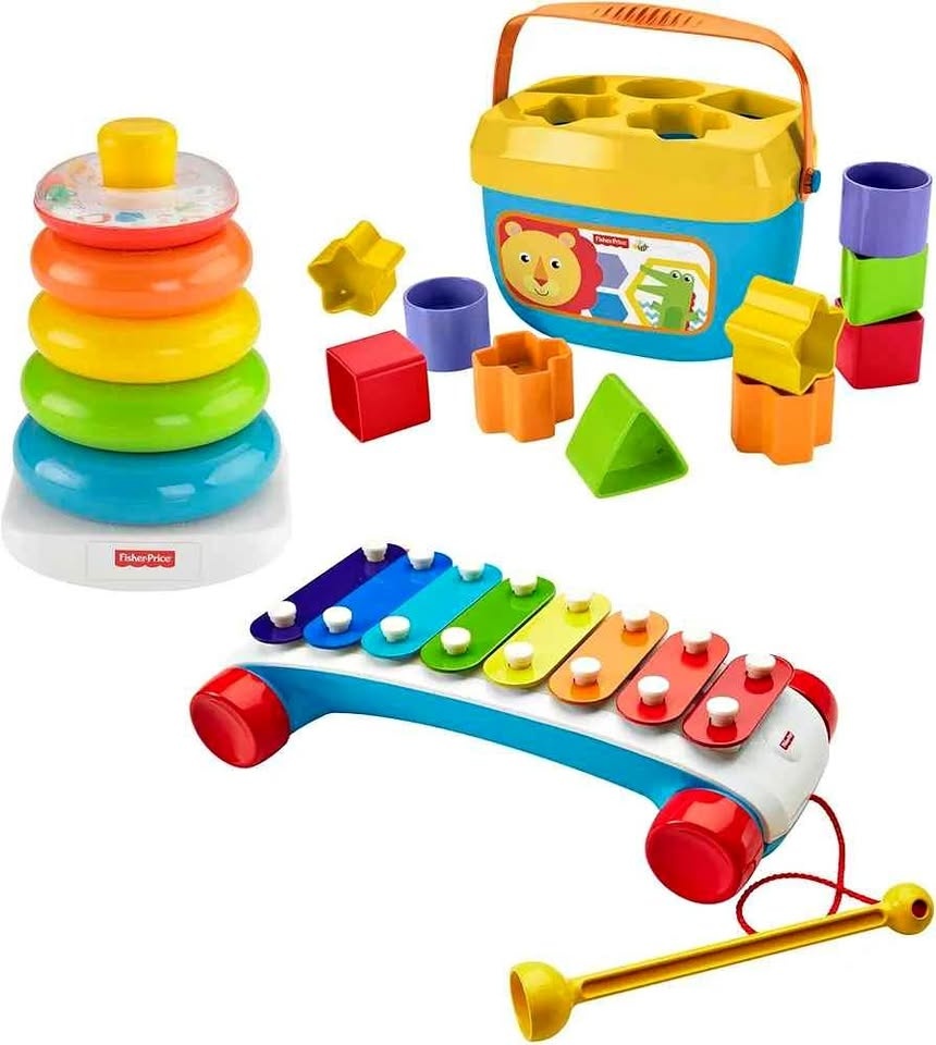 Fisher-Price Classic Infant Trio Bundle: Blocks, Stack & Xylopho