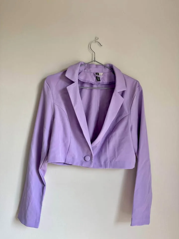 h&m lavender cropped blazer thumbnail