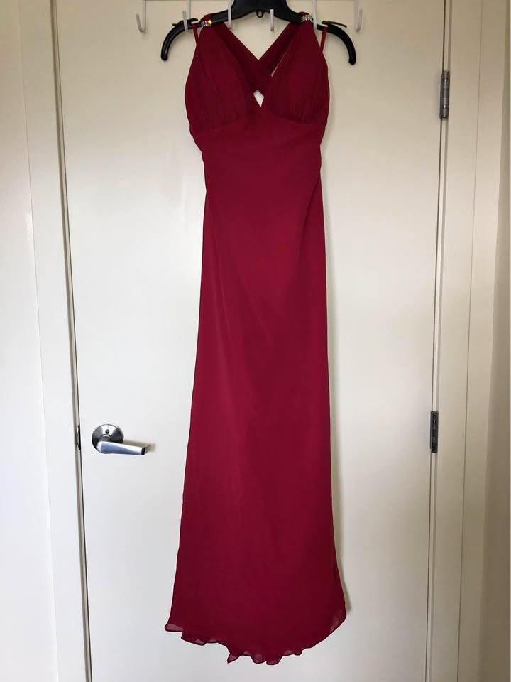 Burgundy Floor Length Bridesmaids Dress