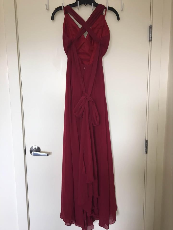 Burgundy Floor Length Bridesmaids Dress - photo 2