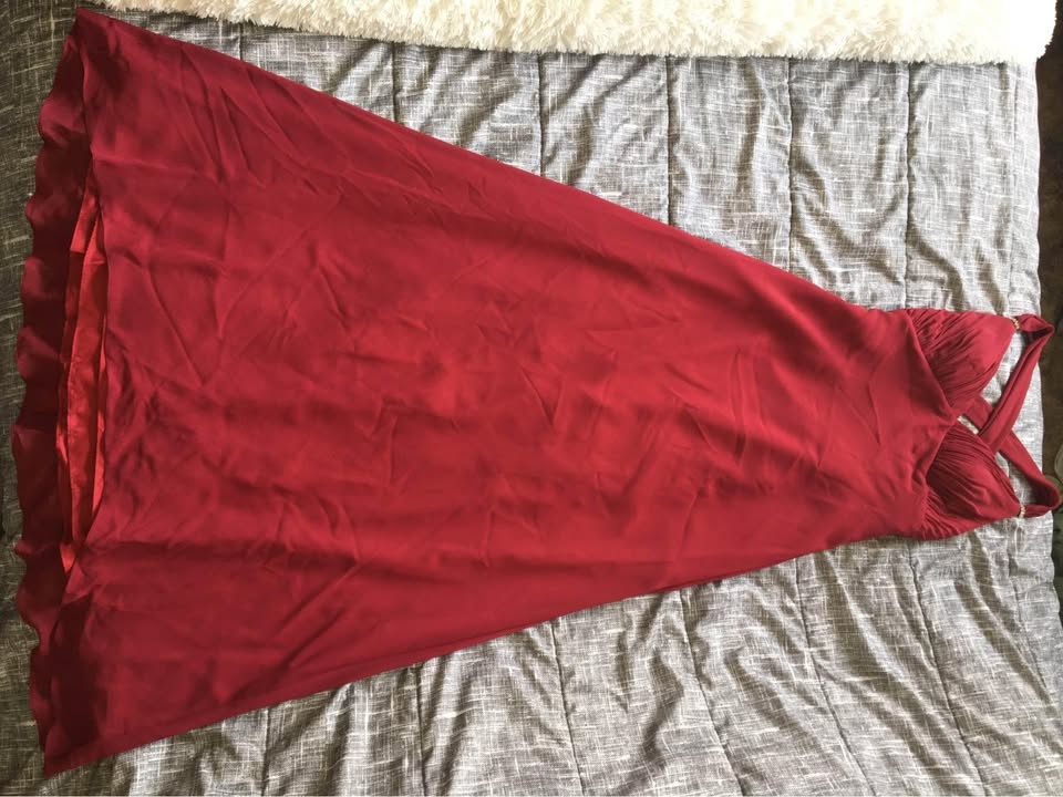 Burgundy Floor Length Bridesmaids Dress - photo 3