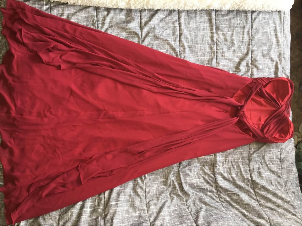 Burgundy Floor Length Bridesmaids Dress - photo 4