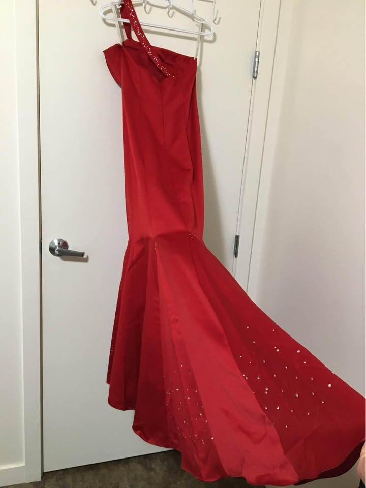 A-Symmetrical Strap Red Grad Dress - photo 2
