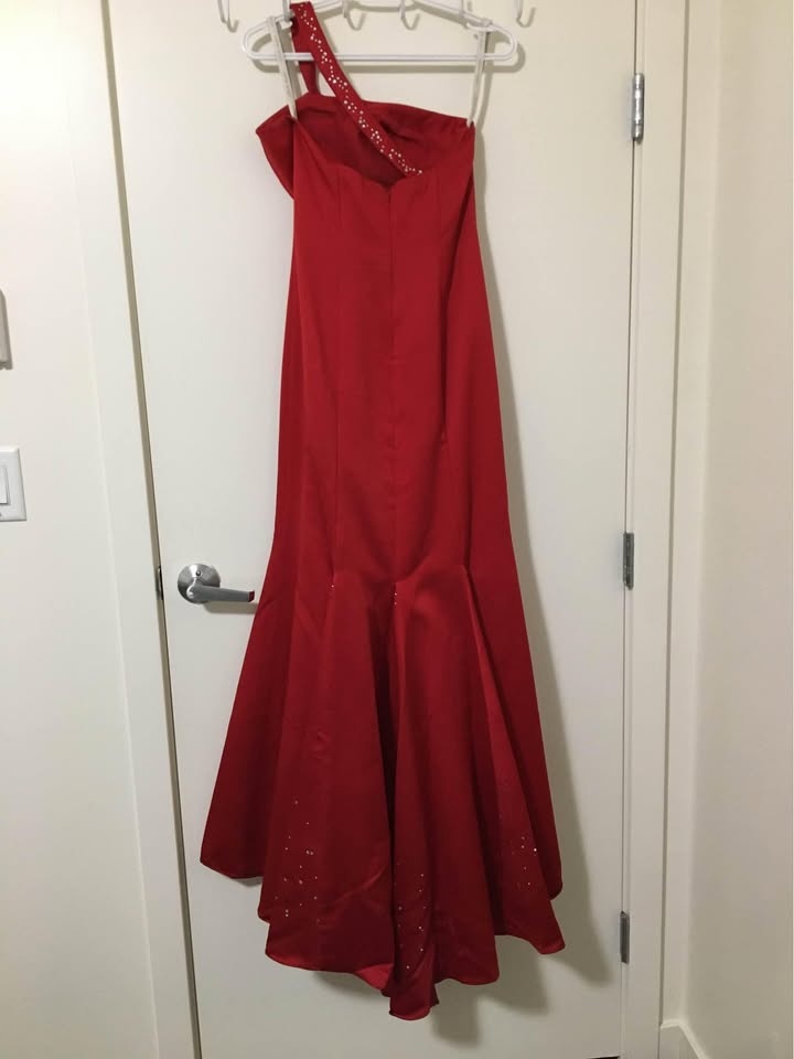 A-Symmetrical Strap Red Grad Dress - photo 3