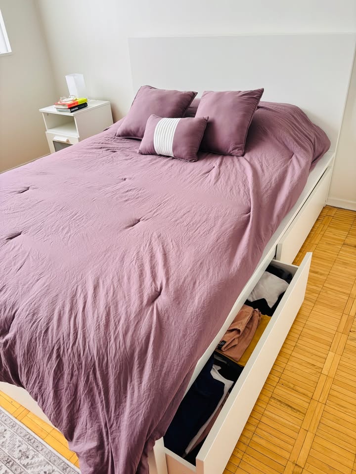 BRIMNES N bed frm/stor FU white/Luröy from IKEA with mattress. - photo 4