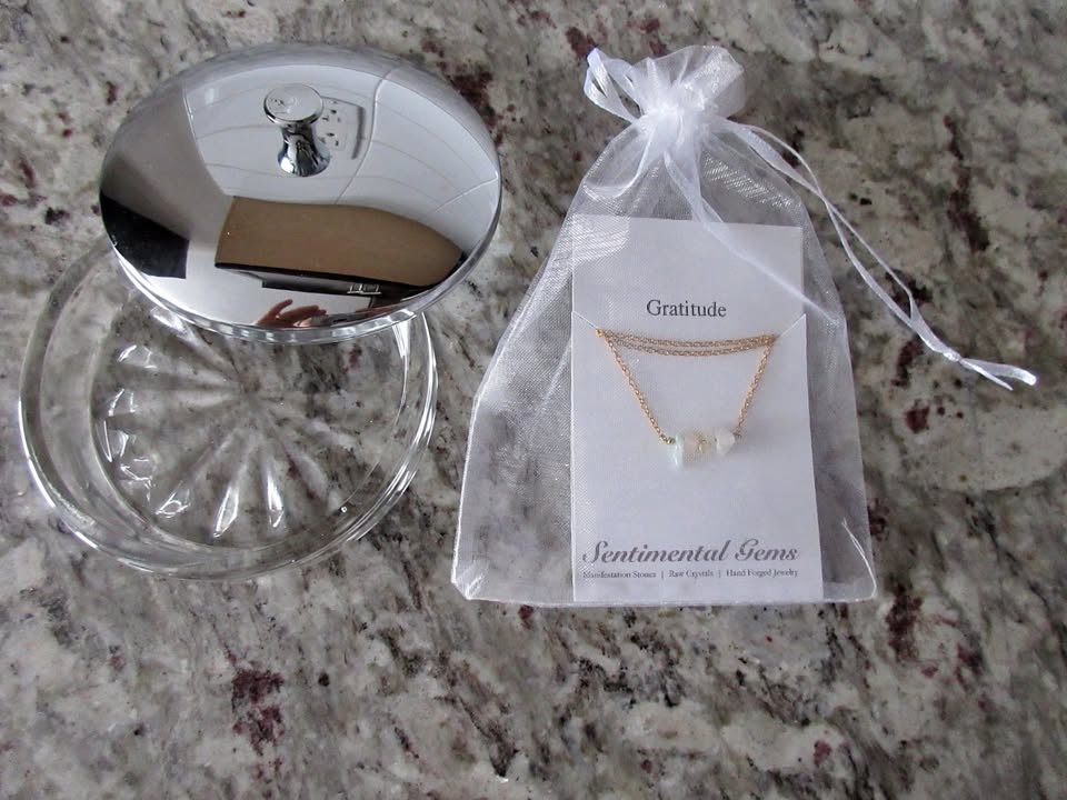New Sentimental Gems "Gratitude" Necklace & Dish
