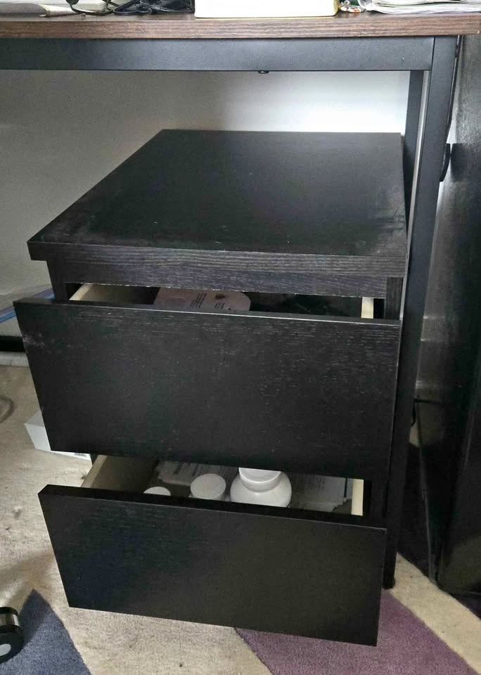 Small wood cabinets + wine rack