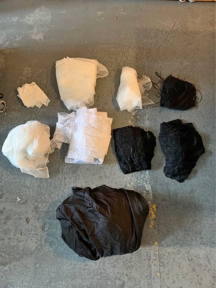Set of various fabrics used for photo shoots