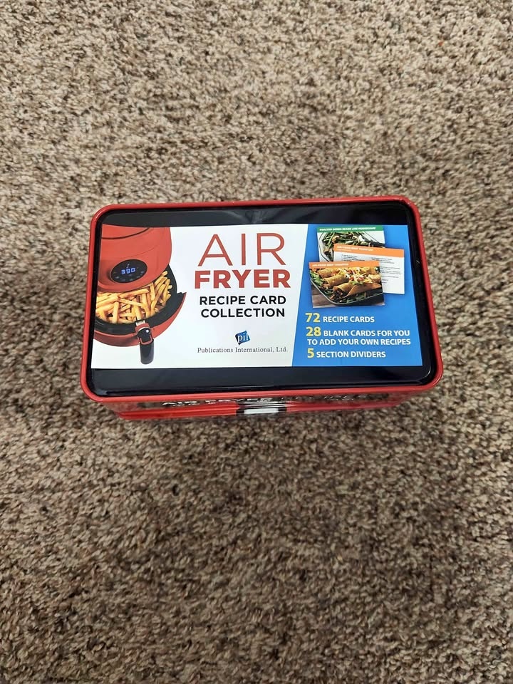 Air Fryer Recipe Cards in Metal Tin Holder