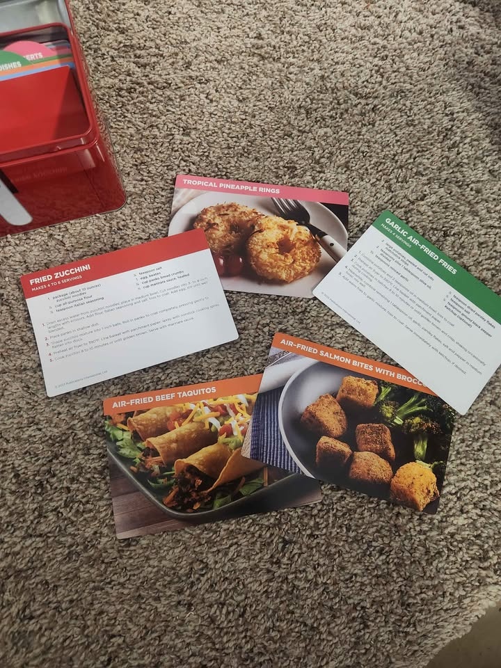 Air Fryer Recipe Cards in Metal Tin Holder - photo 3
