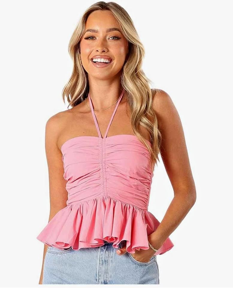 BNWT Petal & Pup Pink Cotton Halter Top - Size XS