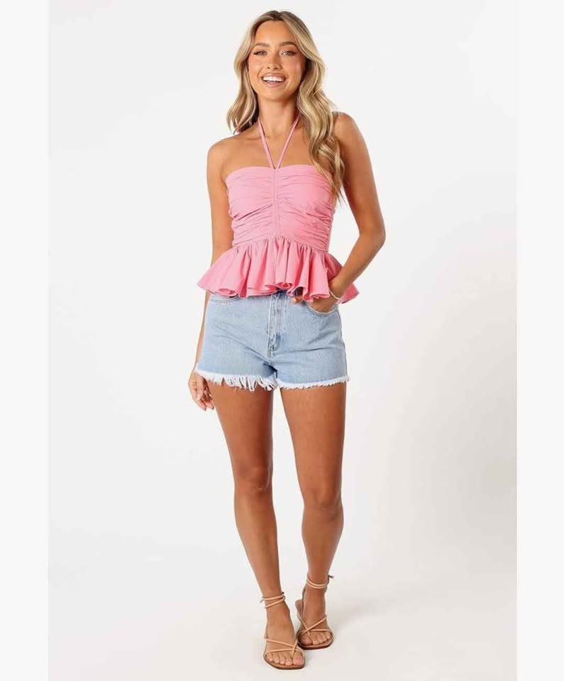 BNWT Petal & Pup Pink Cotton Halter Top - Size XS - photo 2