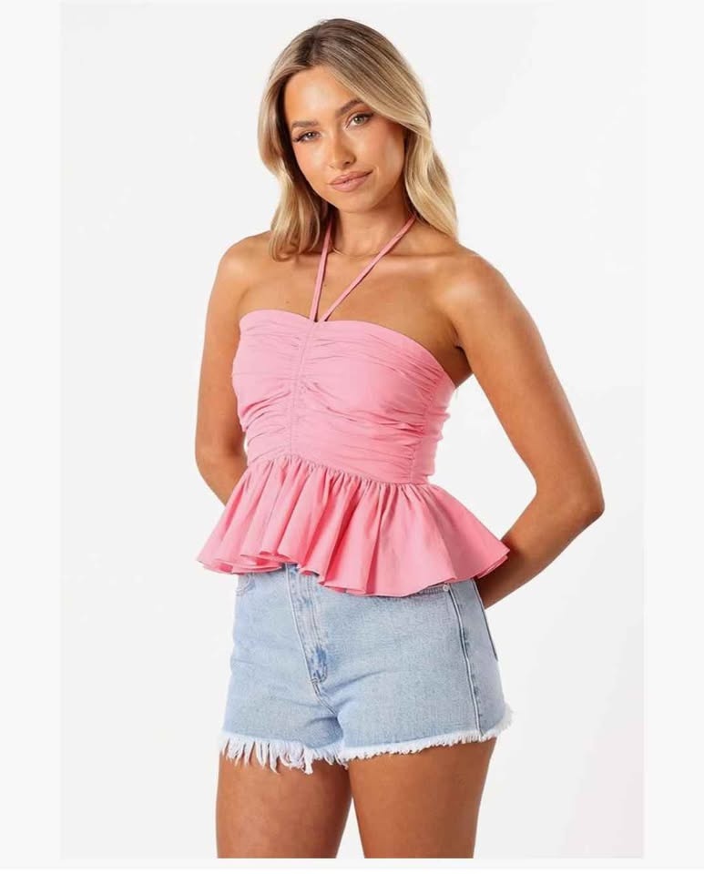 BNWT Petal & Pup Pink Cotton Halter Top - Size XS - photo 3
