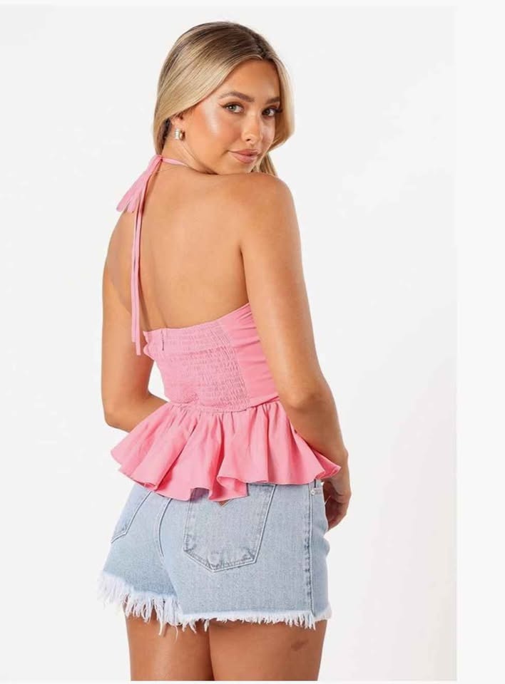 BNWT Petal & Pup Pink Cotton Halter Top - Size XS - photo 4
