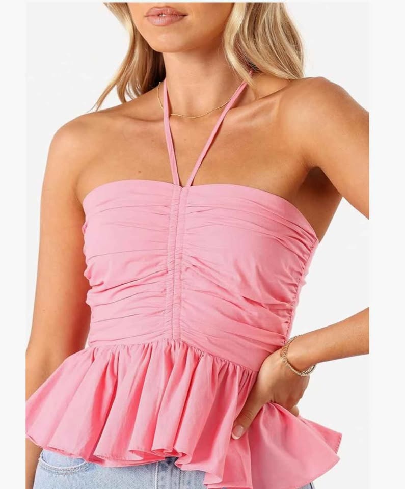 BNWT Petal & Pup Pink Cotton Halter Top - Size XS - photo 5