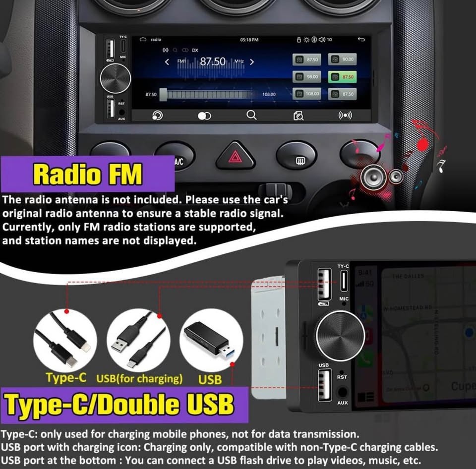 Car Stereo Touchscreen Wireless CarPlay Android Auto Bluetooth U - photo 4