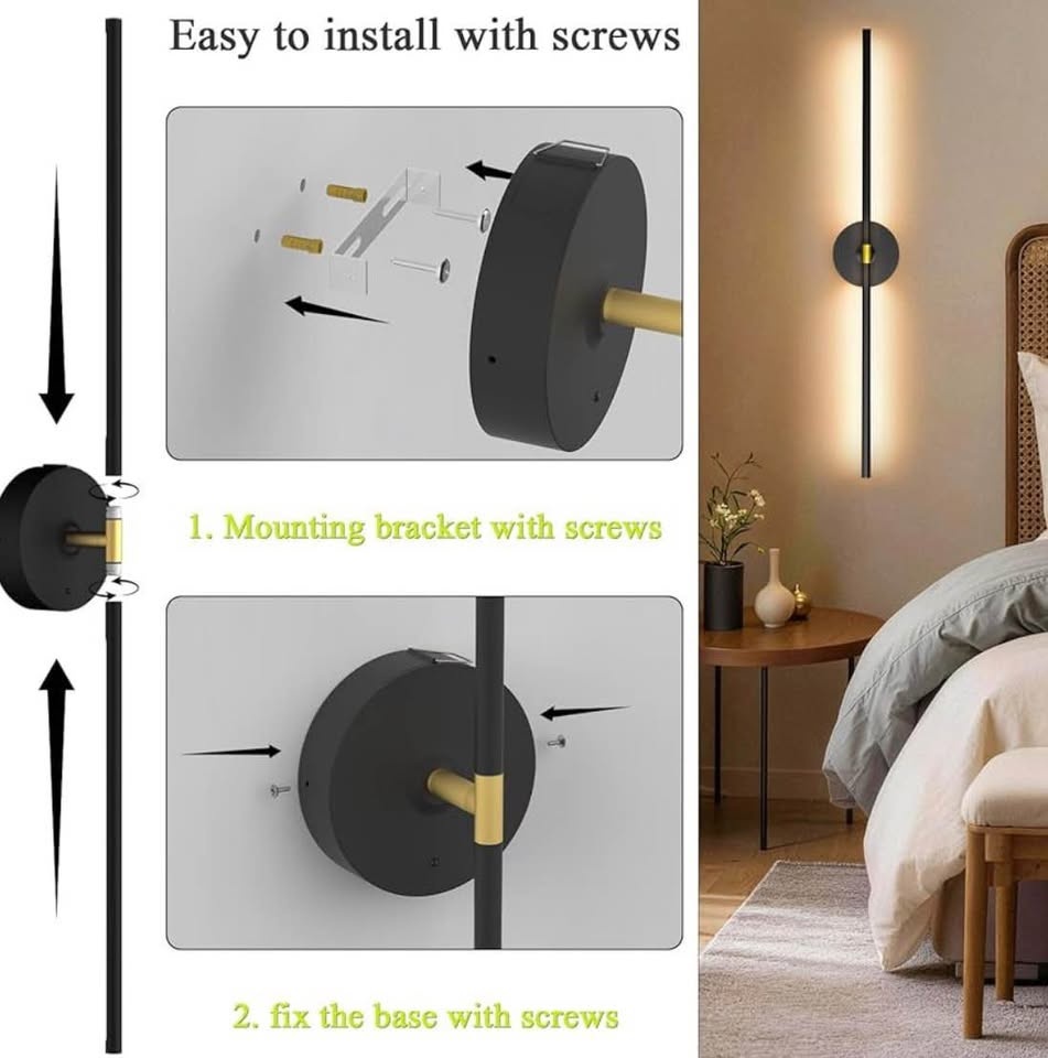 Modern LED Wall Sconce Light Dimmable Remote Control - photo 4
