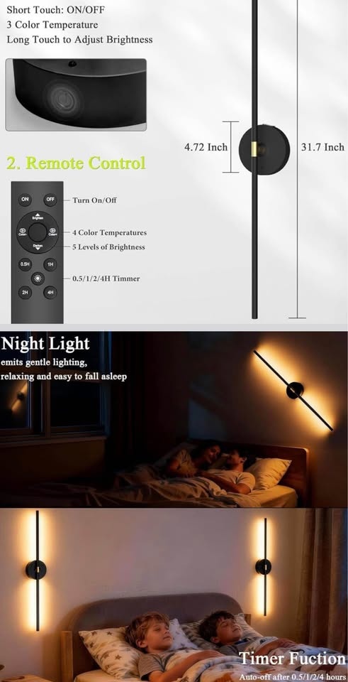 Modern LED Wall Sconce Light Dimmable Remote Control - photo 5