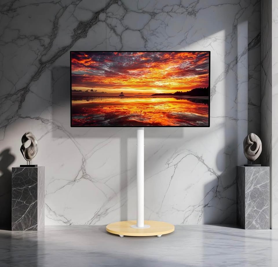Modern Floor TV Stand for 40-75 inch TVs with Wood Base - photo 2