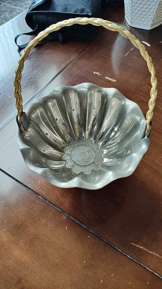 Vintage Silver Basket with Gold Handle