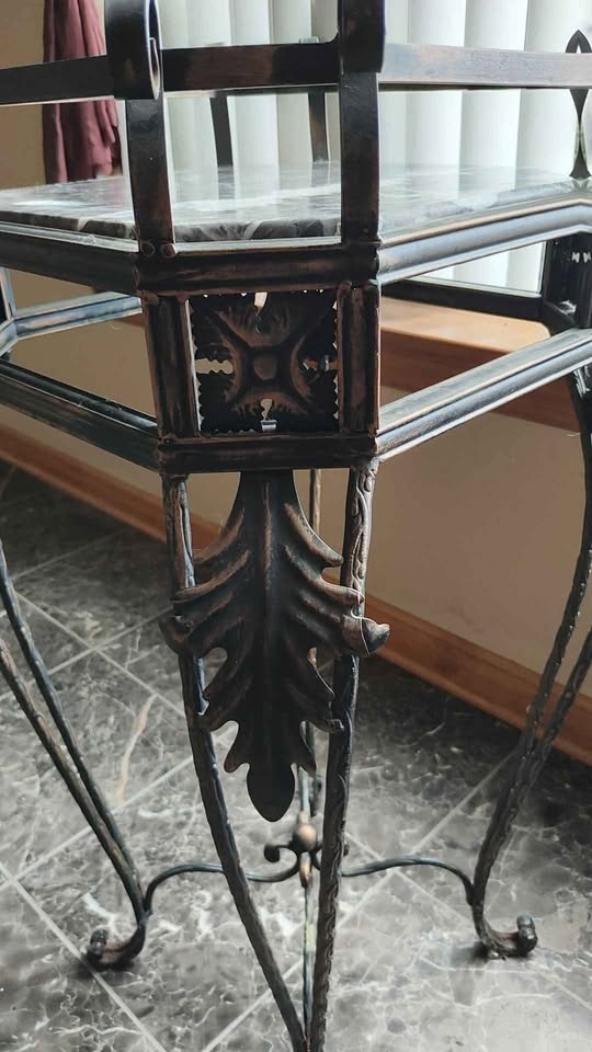 Metal Plant Stand with Marble Top - photo 3