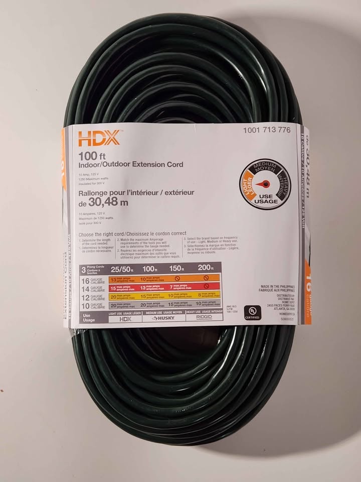 HDX 100 ft 16 Gauge Indoor Outdoor Extension Cord - photo 3