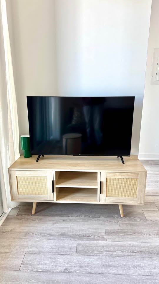 Wooden TV Cabinet Rattan Doors - photo 2