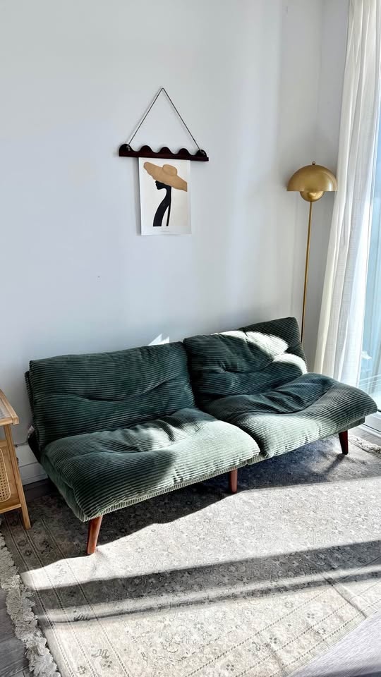 Multifunctional Green Corduroy Sofa
