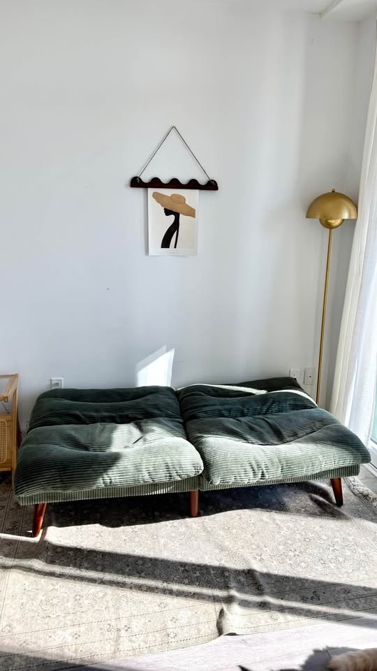 Multifunctional Green Corduroy Sofa - photo 3