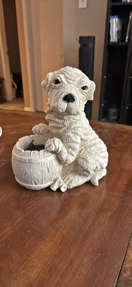 Garden dog statue