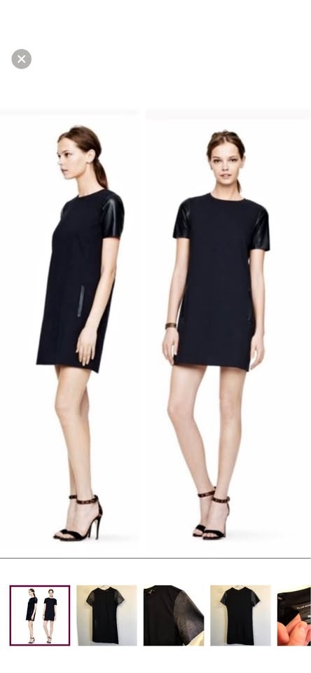 Club Monaco Cecilia Leather Sleeve Ponte Dress Black Size 2
