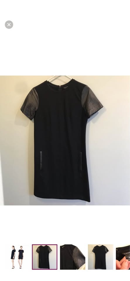 Club Monaco Cecilia Leather Sleeve Ponte Dress Black Size 2 - photo 2
