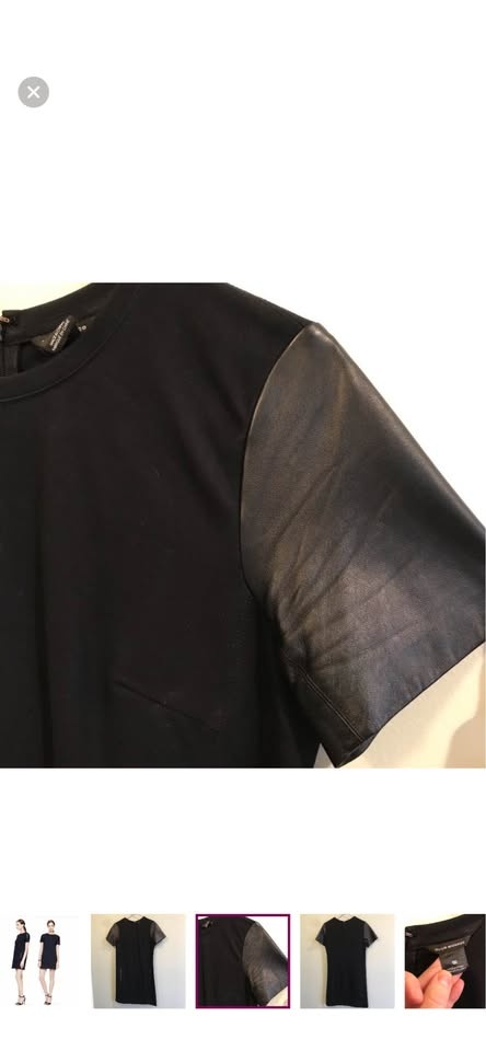 Club Monaco Cecilia Leather Sleeve Ponte Dress Black Size 2 - photo 3