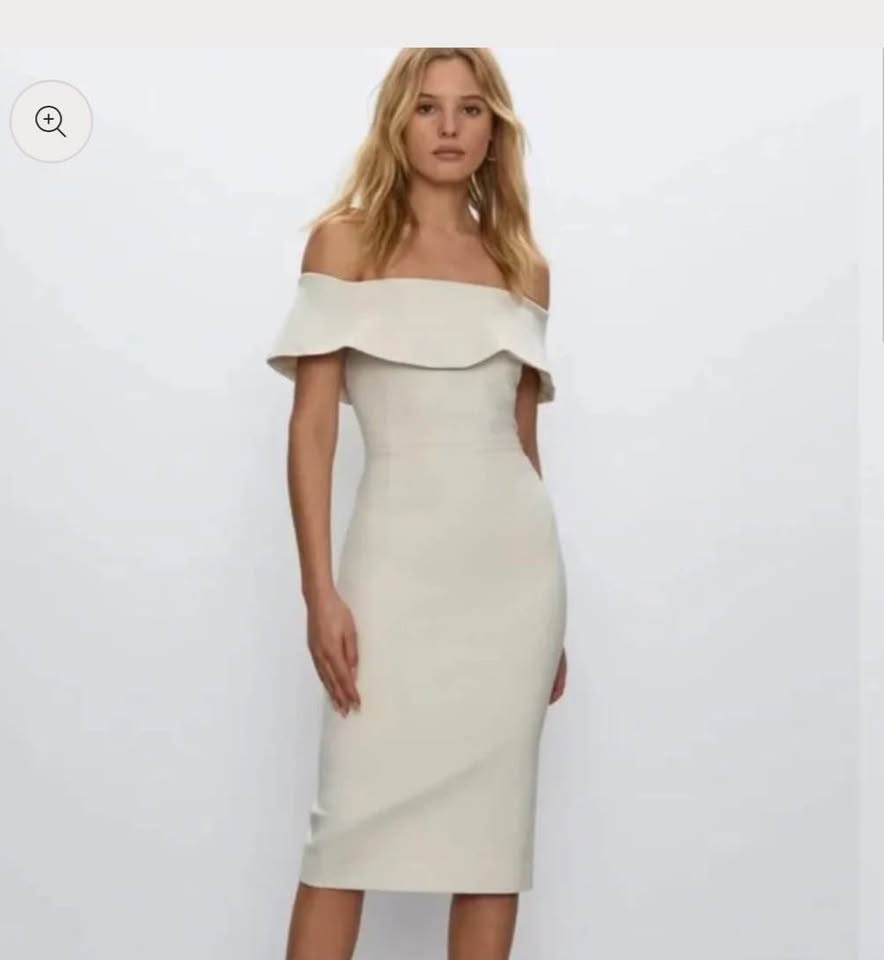 Babaton Contour Midi Ruslan Off Shoulder Dress Bone Size 2 - photo 2