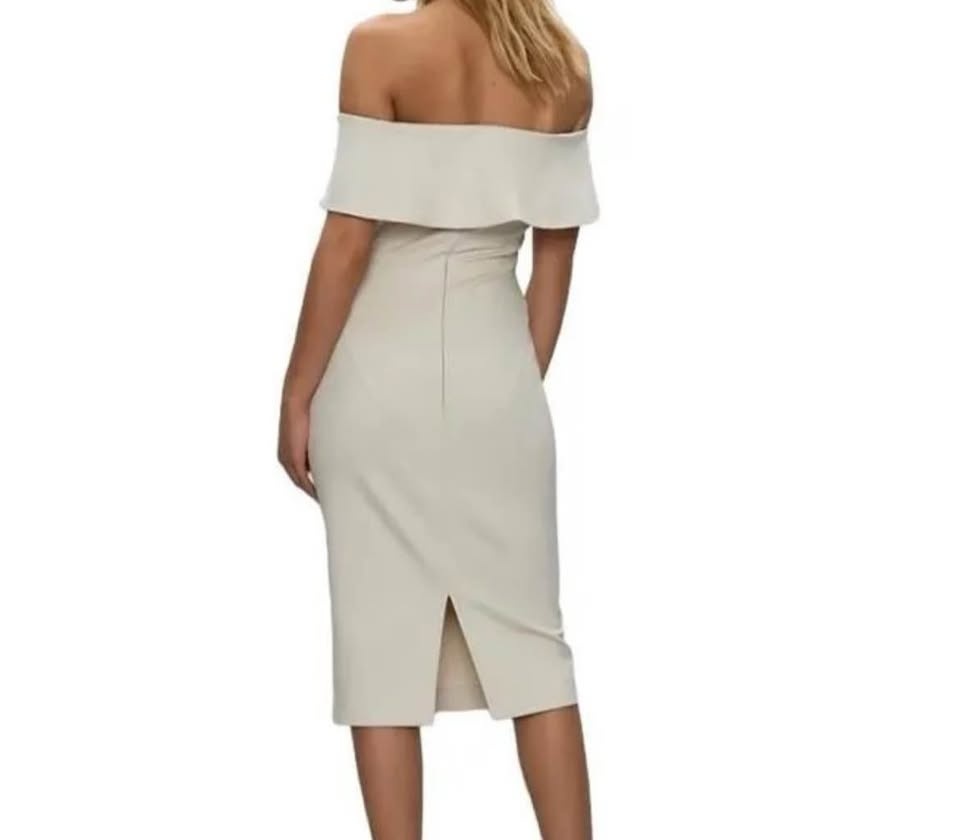 Babaton Contour Midi Ruslan Off Shoulder Dress Bone Size 2 - photo 3