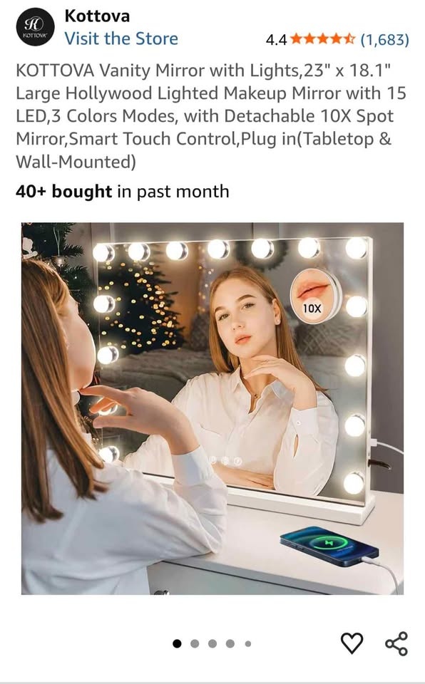 KOTTOVA Vanity Mirror with Lights, 23" x 18.1" Makeup Mirror - photo 3