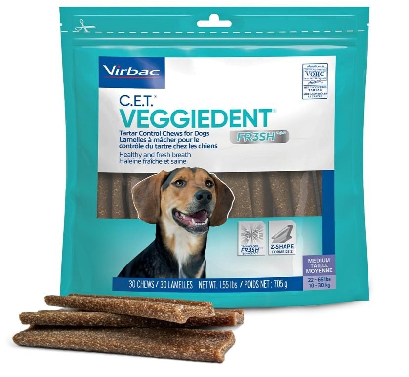 Virbac C.E.T. VEGGIEDENT FRESH Tartar Control Chews for Medium D