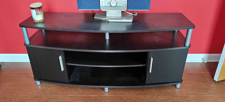 Black TV Stand with Shelves