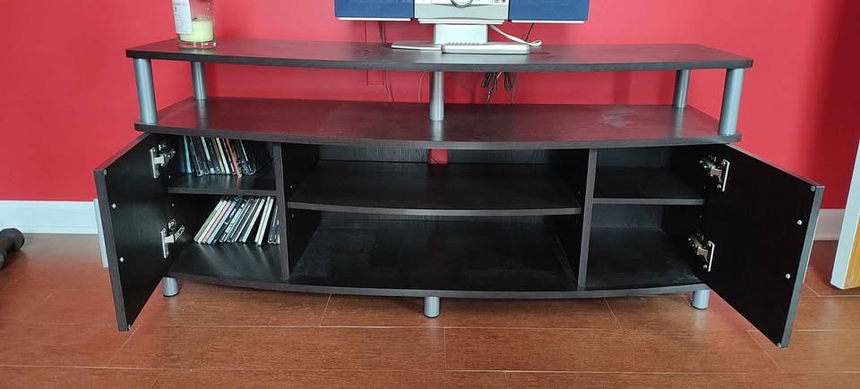 Black TV Stand with Shelves - photo 3