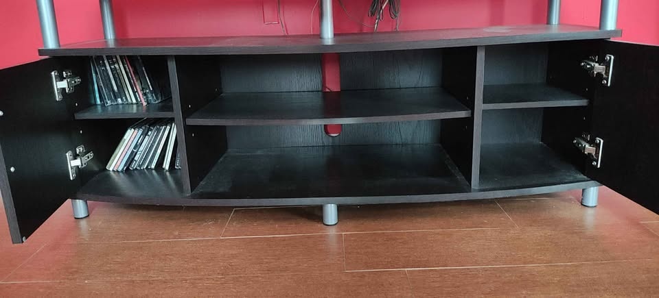 Black TV Stand with Shelves - photo 4