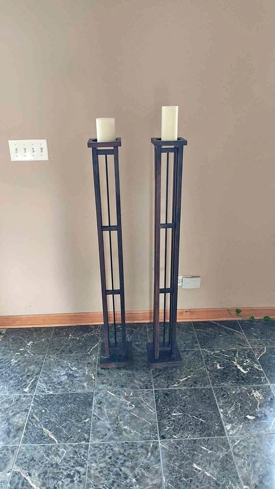 Pair of Wooden Candle Holders